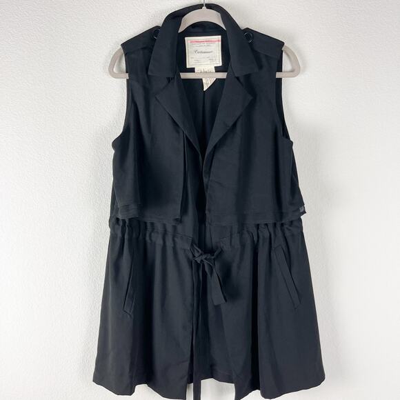 Anthropologie Cartonnier River Road Vest Womens Small Black Coastal Lagenlook - Picture 2 of 11